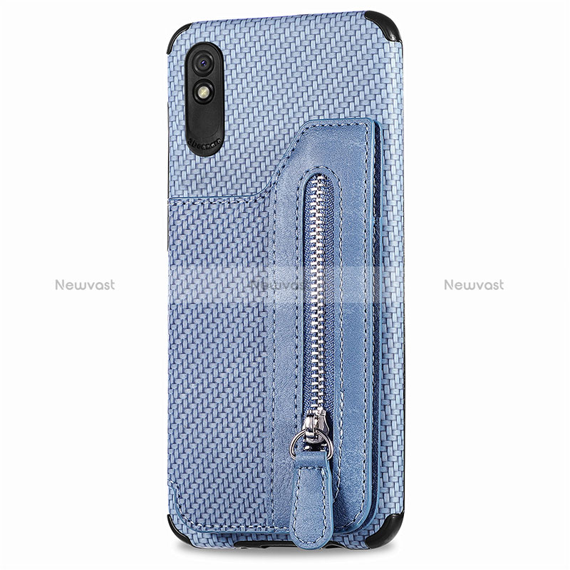 Ultra-thin Silicone Gel Soft Case Cover with Magnetic S05D for Xiaomi Redmi 9AT Blue