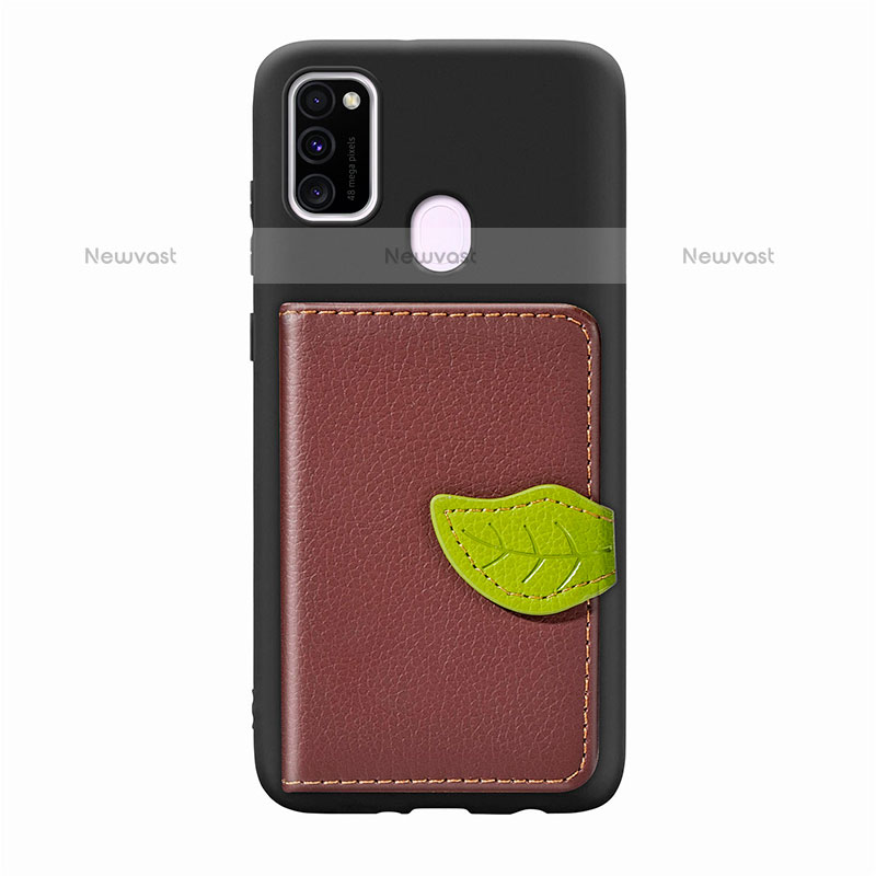Ultra-thin Silicone Gel Soft Case Cover with Magnetic S06D for Samsung Galaxy M30s Brown