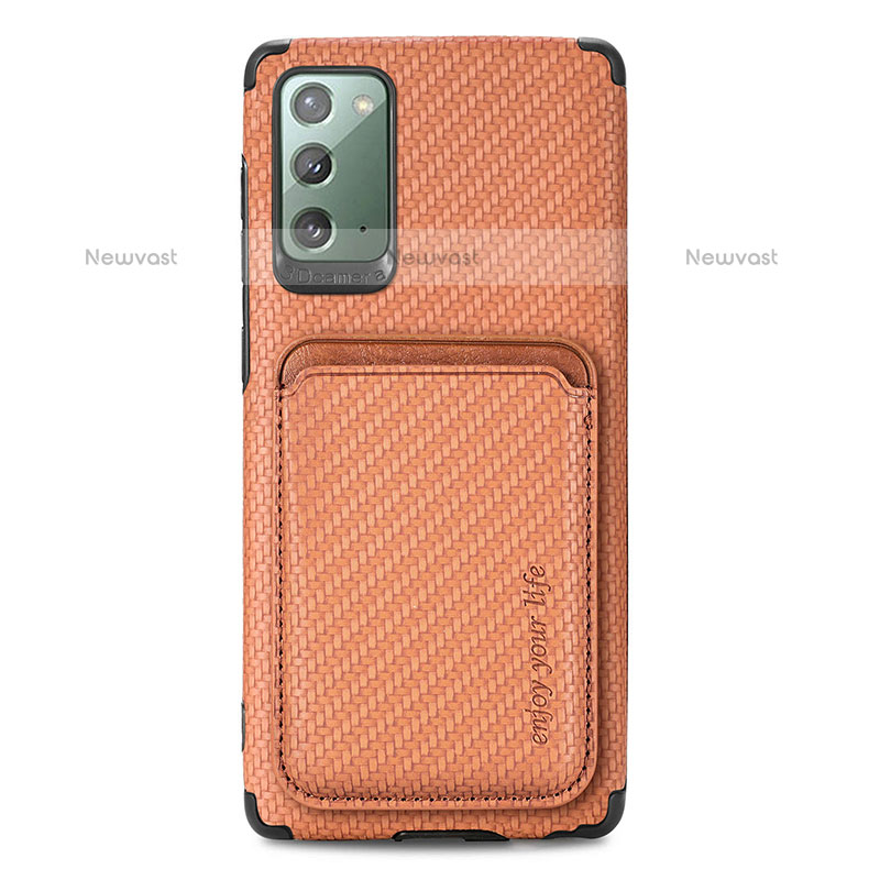 Ultra-thin Silicone Gel Soft Case Cover with Magnetic S06D for Samsung Galaxy Note 20 5G Brown