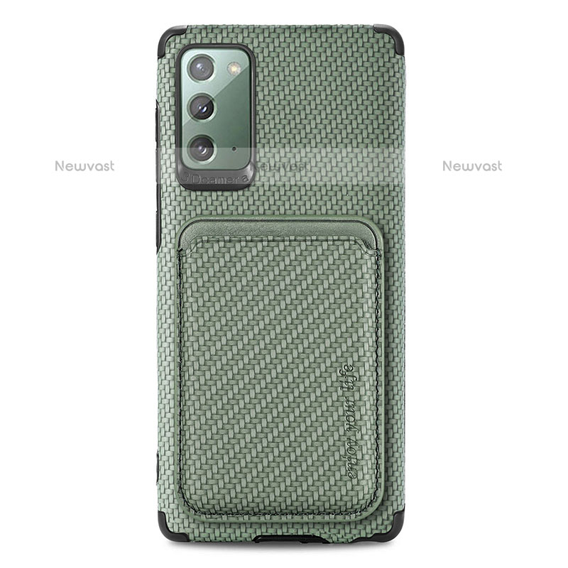 Ultra-thin Silicone Gel Soft Case Cover with Magnetic S06D for Samsung Galaxy Note 20 5G Green