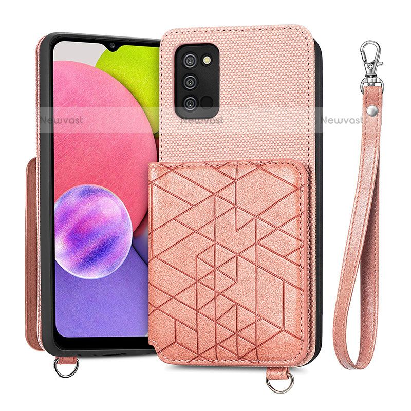 Ultra-thin Silicone Gel Soft Case Cover with Magnetic S07D for Samsung Galaxy A02s Pink