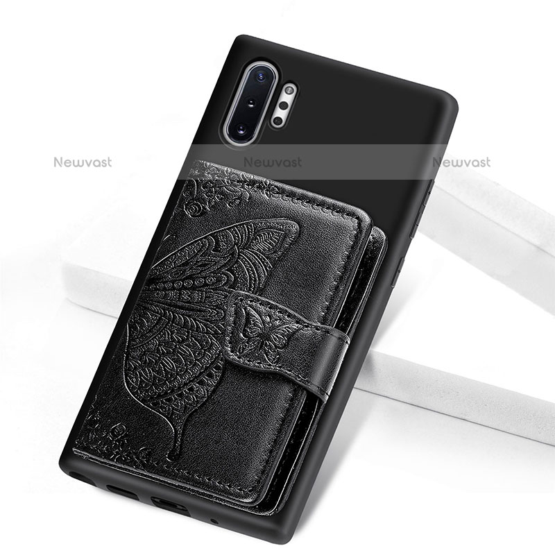 Ultra-thin Silicone Gel Soft Case Cover with Magnetic S07D for Samsung Galaxy Note 10 Plus 5G Black
