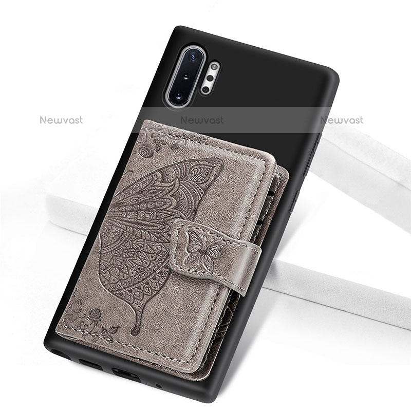 Ultra-thin Silicone Gel Soft Case Cover with Magnetic S07D for Samsung Galaxy Note 10 Plus 5G Gray
