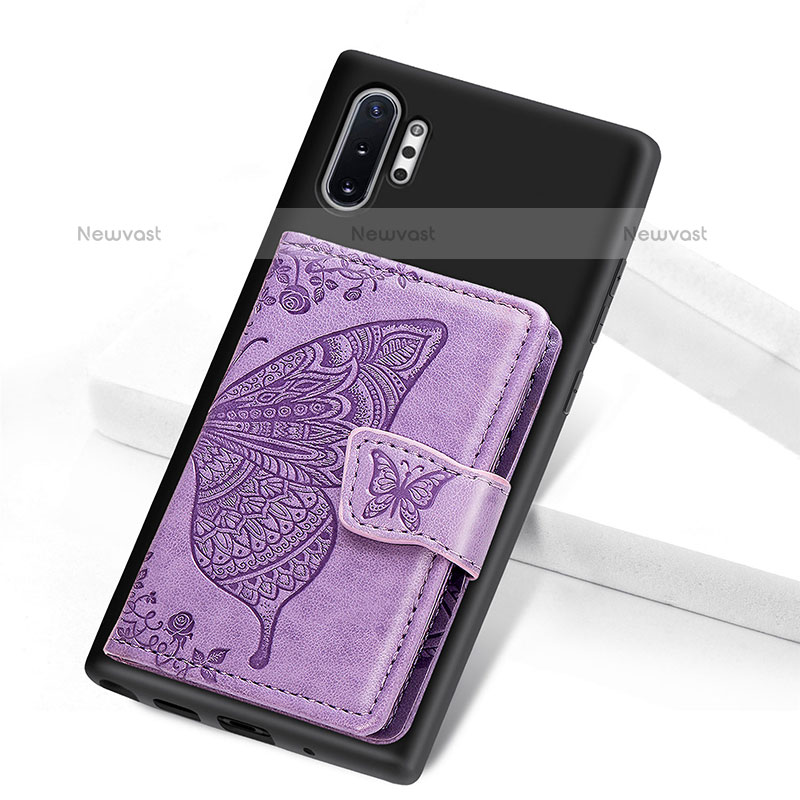 Ultra-thin Silicone Gel Soft Case Cover with Magnetic S07D for Samsung Galaxy Note 10 Plus 5G Purple