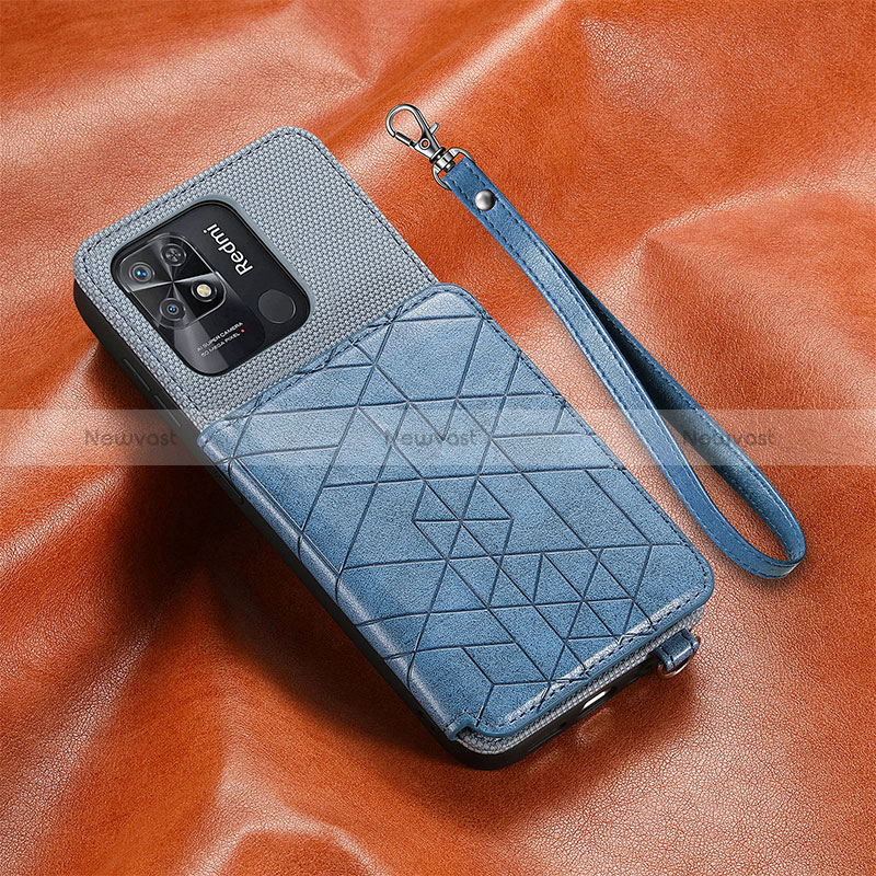 Ultra-thin Silicone Gel Soft Case Cover with Magnetic S07D for Xiaomi Redmi 10C 4G Blue