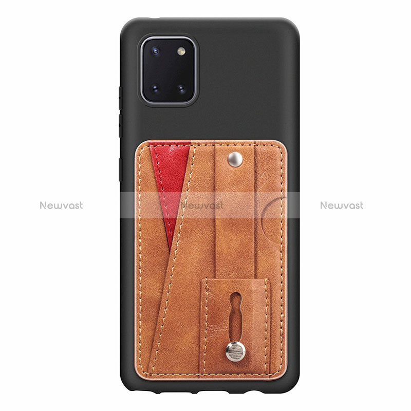Ultra-thin Silicone Gel Soft Case Cover with Magnetic S08D for Samsung Galaxy A81 Brown