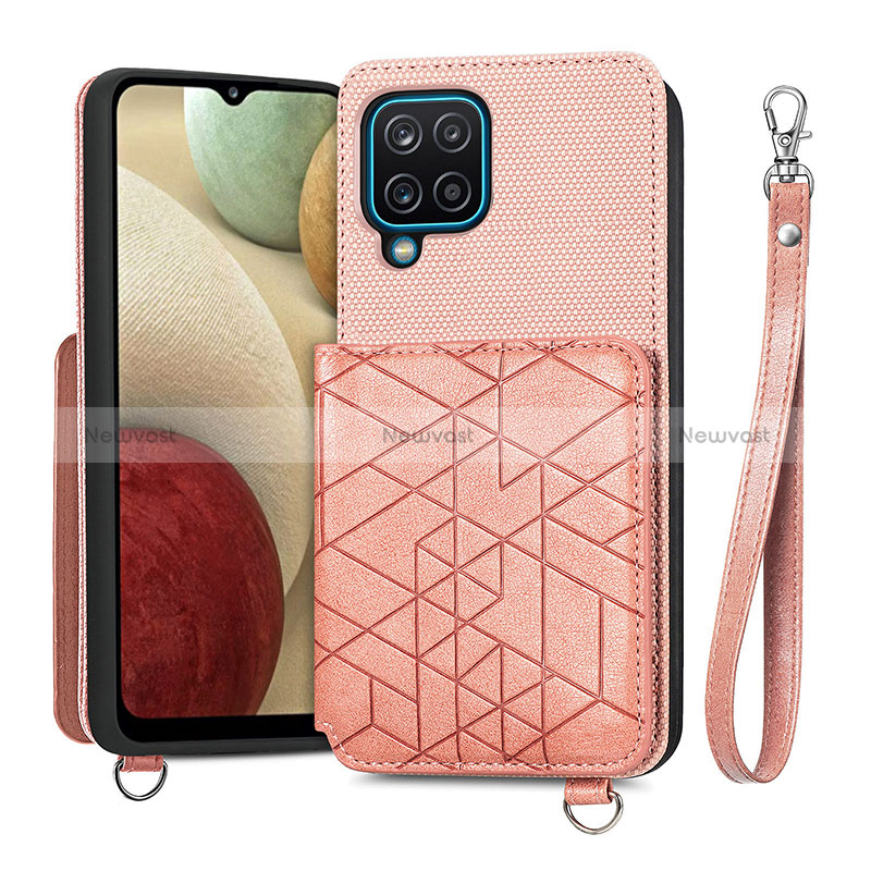 Ultra-thin Silicone Gel Soft Case Cover with Magnetic S08D for Samsung Galaxy M12 Pink