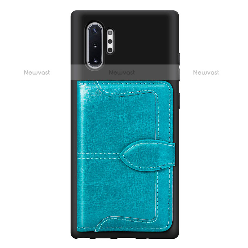 Ultra-thin Silicone Gel Soft Case Cover with Magnetic S08D for Samsung Galaxy Note 10 Plus 5G Cyan