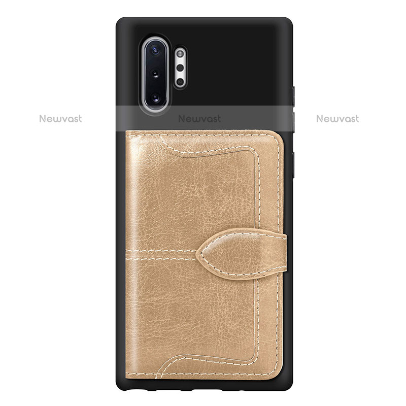 Ultra-thin Silicone Gel Soft Case Cover with Magnetic S08D for Samsung Galaxy Note 10 Plus 5G Gold
