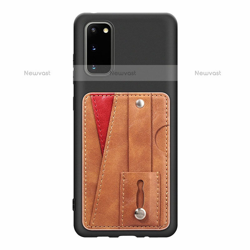 Ultra-thin Silicone Gel Soft Case Cover with Magnetic S08D for Samsung Galaxy S20 5G Brown