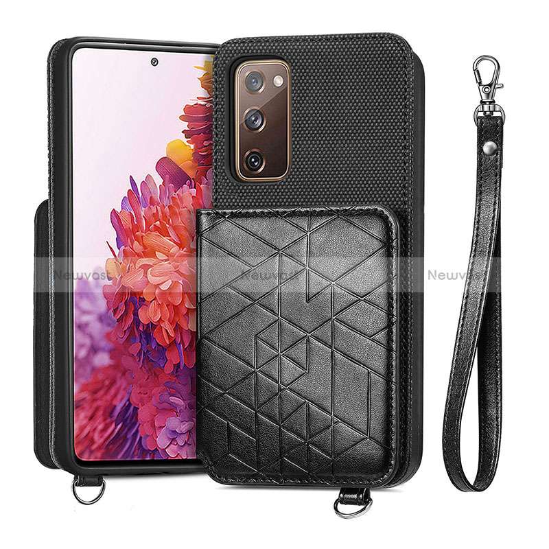 Ultra-thin Silicone Gel Soft Case Cover with Magnetic S08D for Samsung Galaxy S20 FE (2022) 5G Black