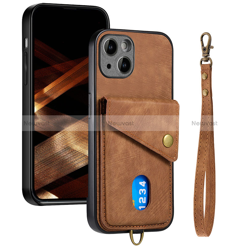 Ultra-thin Silicone Gel Soft Case Cover with Magnetic S09D for Apple iPhone 14 Plus Brown