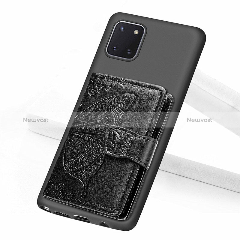 Ultra-thin Silicone Gel Soft Case Cover with Magnetic S09D for Samsung Galaxy A81 Black