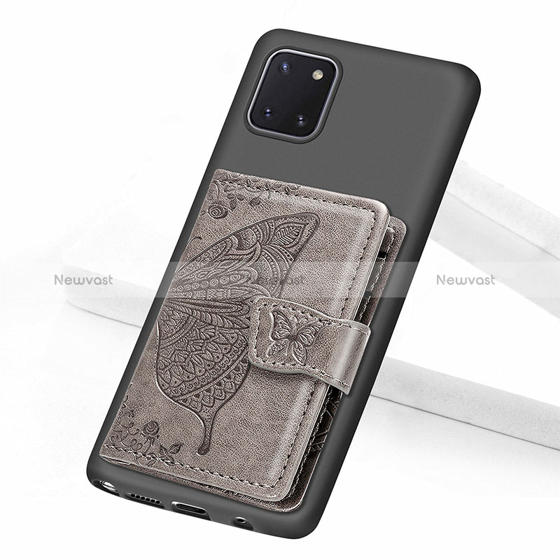Ultra-thin Silicone Gel Soft Case Cover with Magnetic S09D for Samsung Galaxy A81 Gray