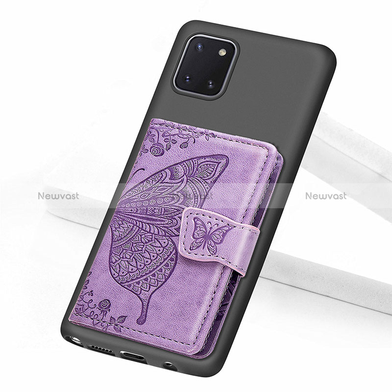 Ultra-thin Silicone Gel Soft Case Cover with Magnetic S09D for Samsung Galaxy A81 Purple