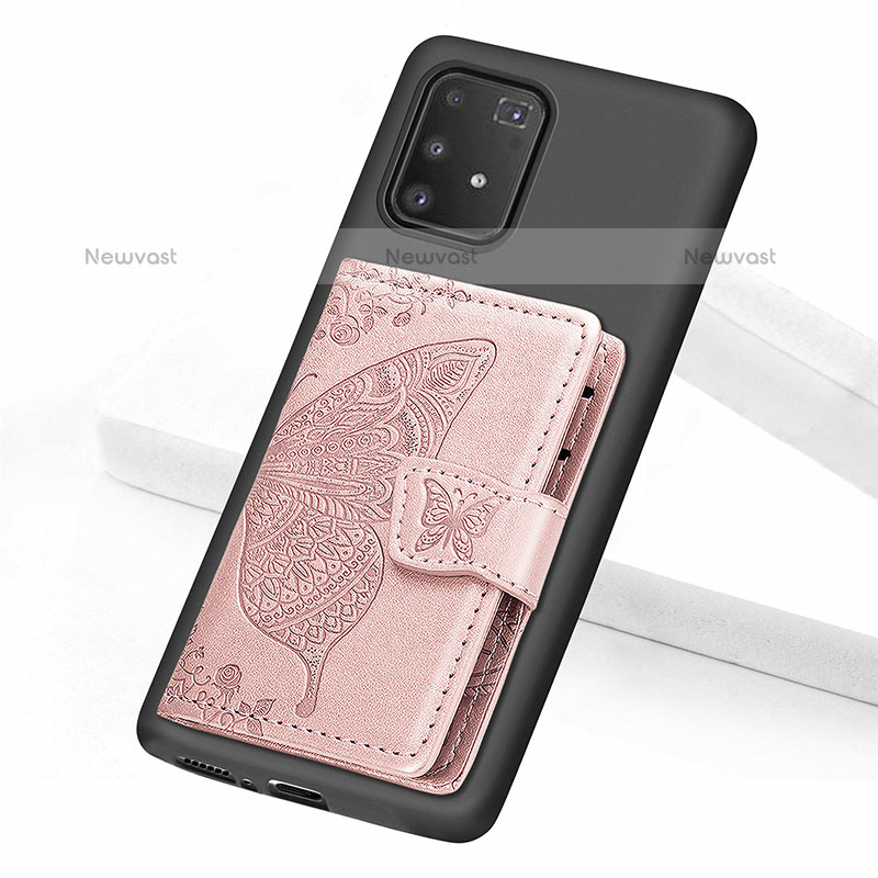 Ultra-thin Silicone Gel Soft Case Cover with Magnetic S09D for Samsung Galaxy A91 Pink