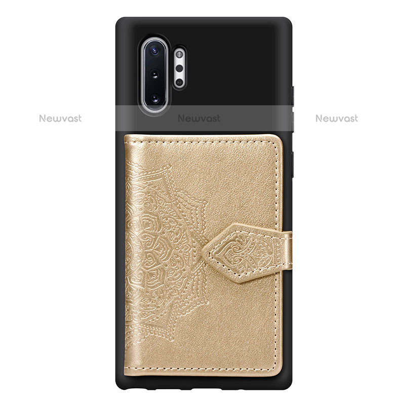 Ultra-thin Silicone Gel Soft Case Cover with Magnetic S09D for Samsung Galaxy Note 10 Plus 5G Gold