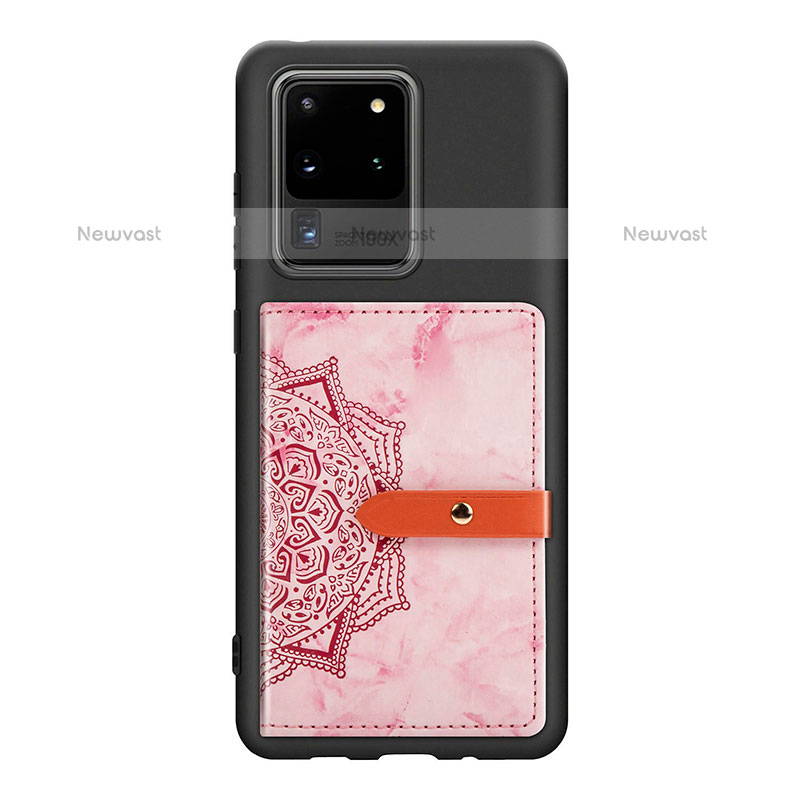 Ultra-thin Silicone Gel Soft Case Cover with Magnetic S09D for Samsung Galaxy S20 Ultra 5G Pink