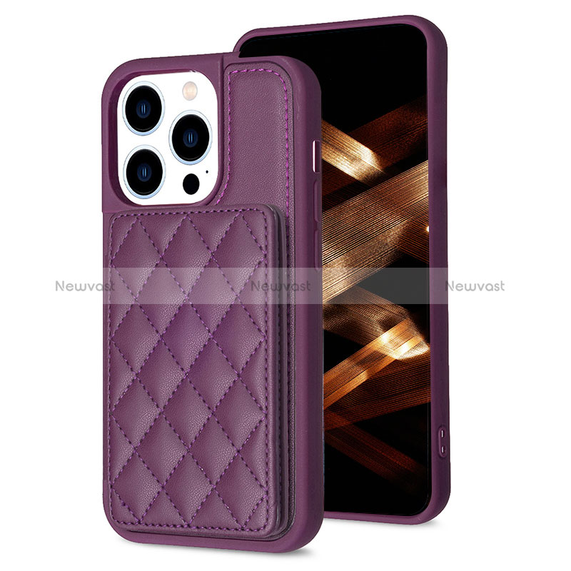 Ultra-thin Silicone Gel Soft Case Cover with Magnetic S10D for Apple iPhone 13 Pro Max Purple