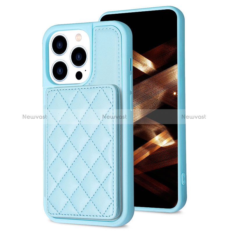 Ultra-thin Silicone Gel Soft Case Cover with Magnetic S10D for Apple iPhone 13 Pro Max Sky Blue