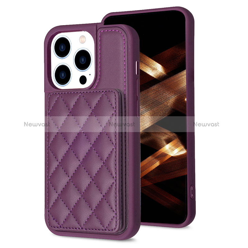 Ultra-thin Silicone Gel Soft Case Cover with Magnetic S10D for Apple iPhone 14 Pro Max Purple