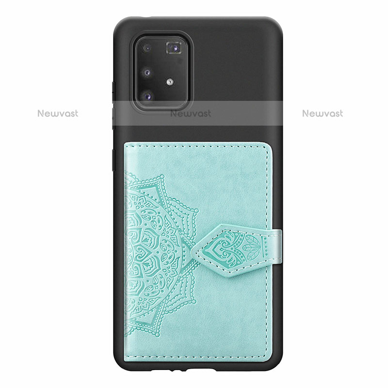 Ultra-thin Silicone Gel Soft Case Cover with Magnetic S12D for Samsung Galaxy A91 Mint Blue