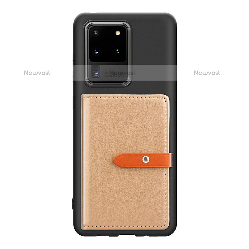 Ultra-thin Silicone Gel Soft Case Cover with Magnetic S12D for Samsung Galaxy S20 Ultra 5G Khaki