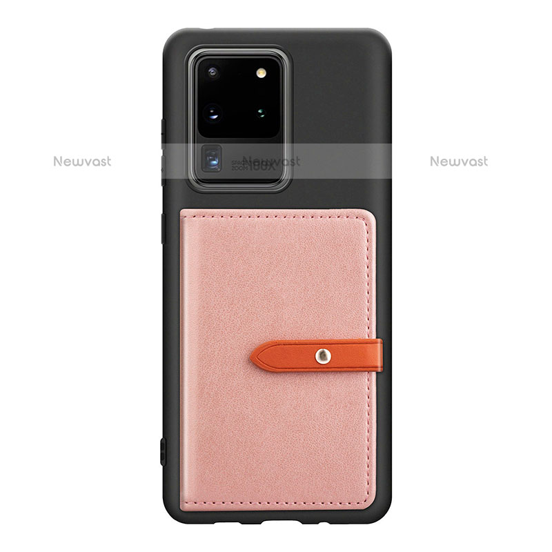 Ultra-thin Silicone Gel Soft Case Cover with Magnetic S12D for Samsung Galaxy S20 Ultra Pink