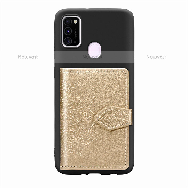 Ultra-thin Silicone Gel Soft Case Cover with Magnetic S13D for Samsung Galaxy M21 Gold