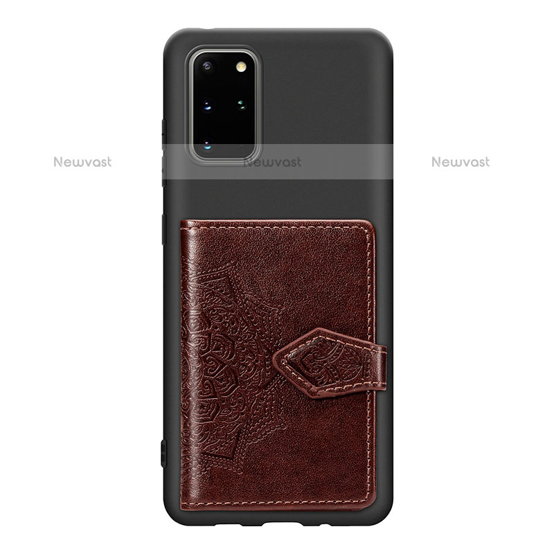 Ultra-thin Silicone Gel Soft Case Cover with Magnetic S13D for Samsung Galaxy S20 Plus Brown