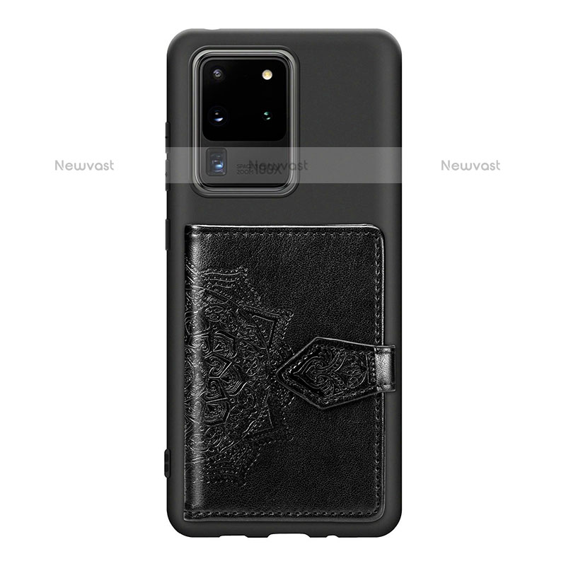 Ultra-thin Silicone Gel Soft Case Cover with Magnetic S13D for Samsung Galaxy S20 Ultra 5G Black