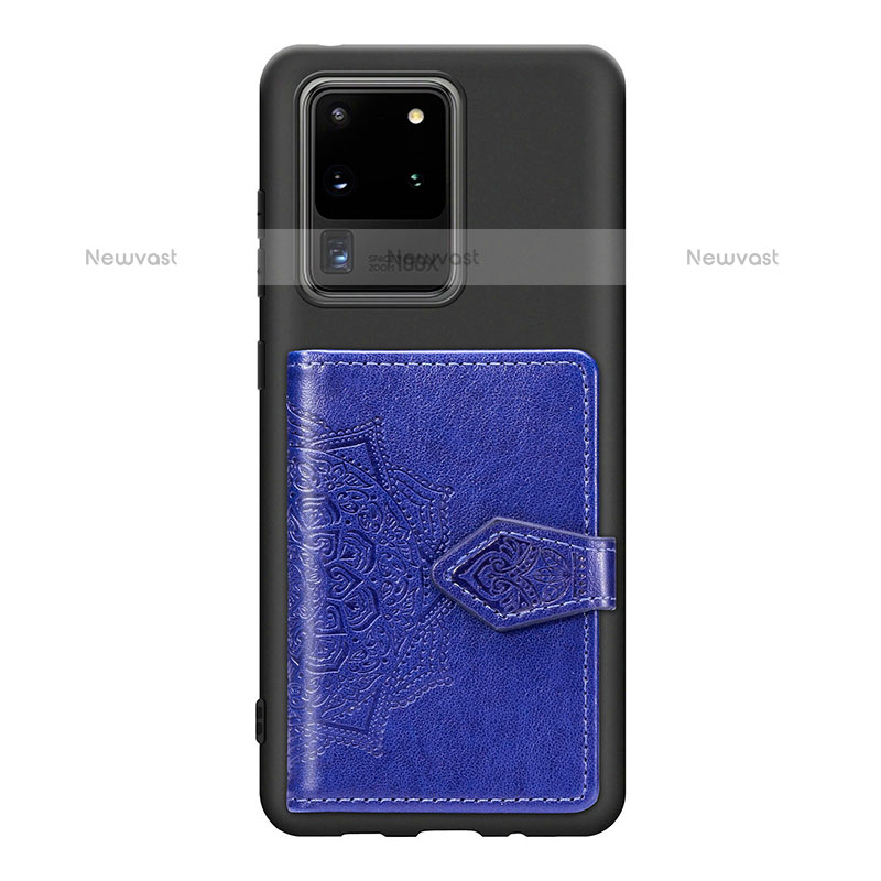 Ultra-thin Silicone Gel Soft Case Cover with Magnetic S13D for Samsung Galaxy S20 Ultra 5G Blue