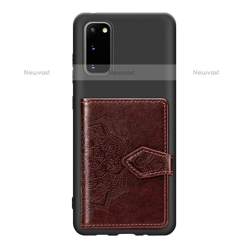 Ultra-thin Silicone Gel Soft Case Cover with Magnetic S14D for Samsung Galaxy S20 5G Brown