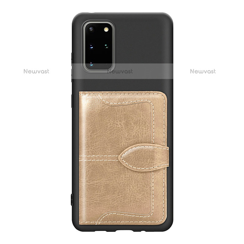 Ultra-thin Silicone Gel Soft Case Cover with Magnetic S14D for Samsung Galaxy S20 Plus 5G Gold