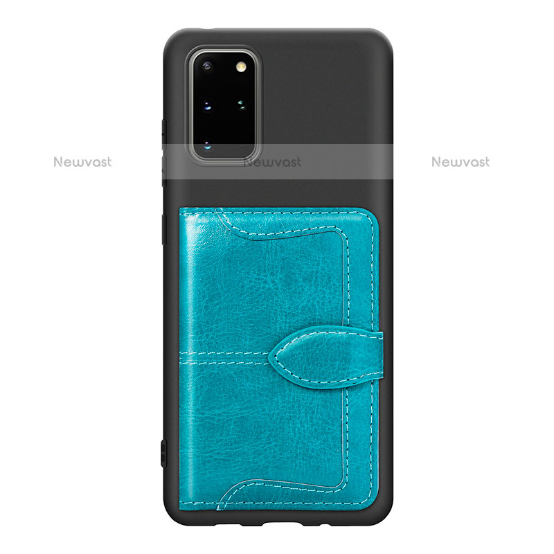 Ultra-thin Silicone Gel Soft Case Cover with Magnetic S14D for Samsung Galaxy S20 Plus Cyan