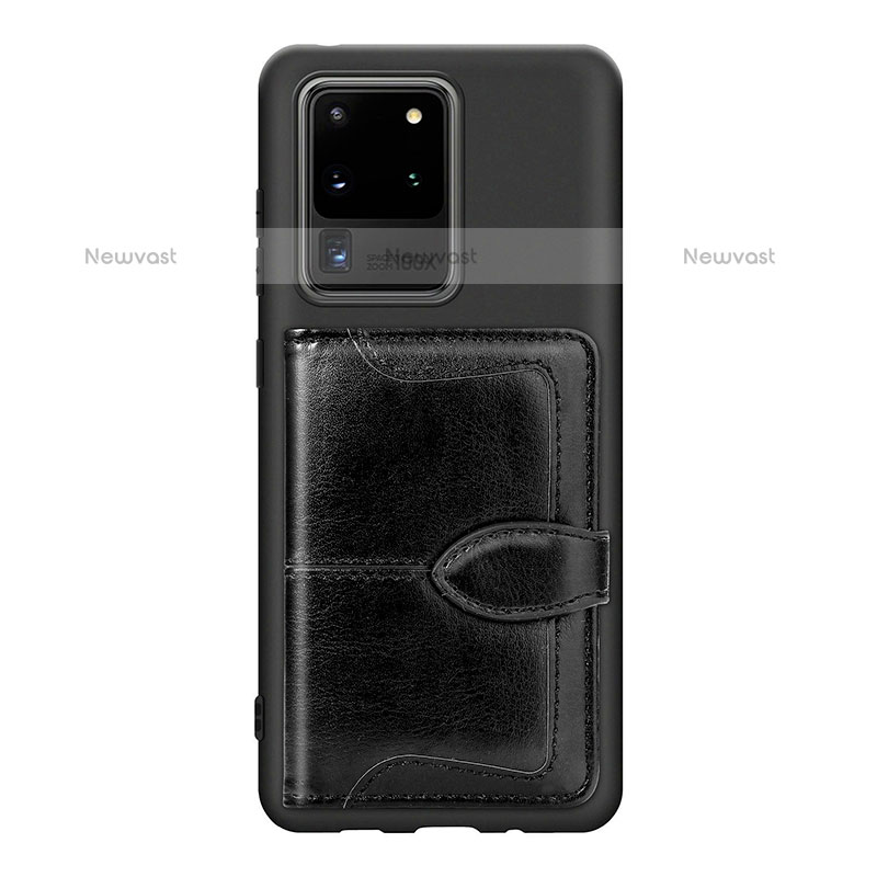 Ultra-thin Silicone Gel Soft Case Cover with Magnetic S14D for Samsung Galaxy S20 Ultra 5G Black