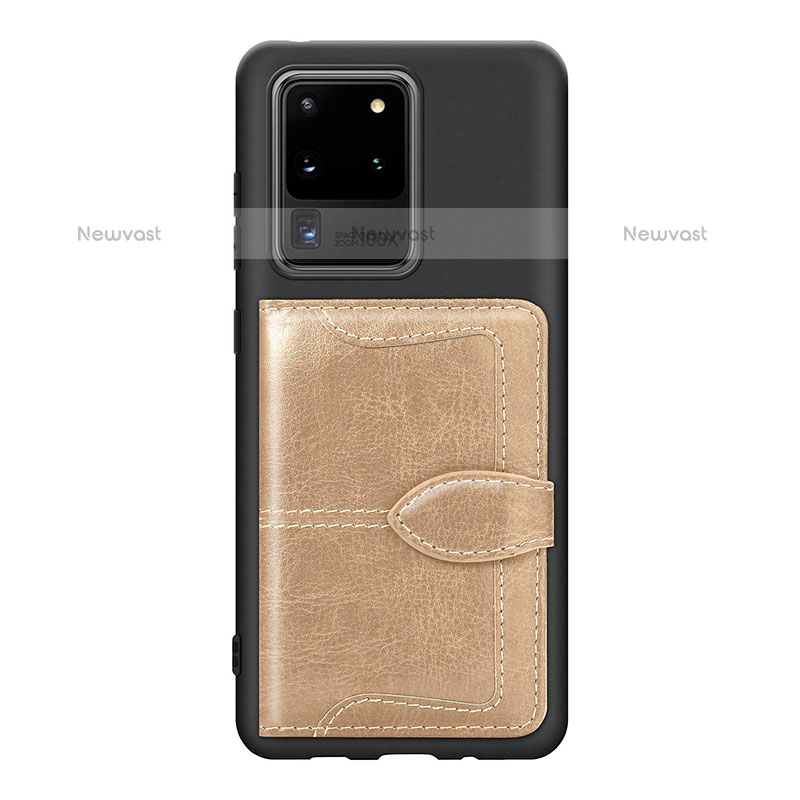 Ultra-thin Silicone Gel Soft Case Cover with Magnetic S14D for Samsung Galaxy S20 Ultra Gold