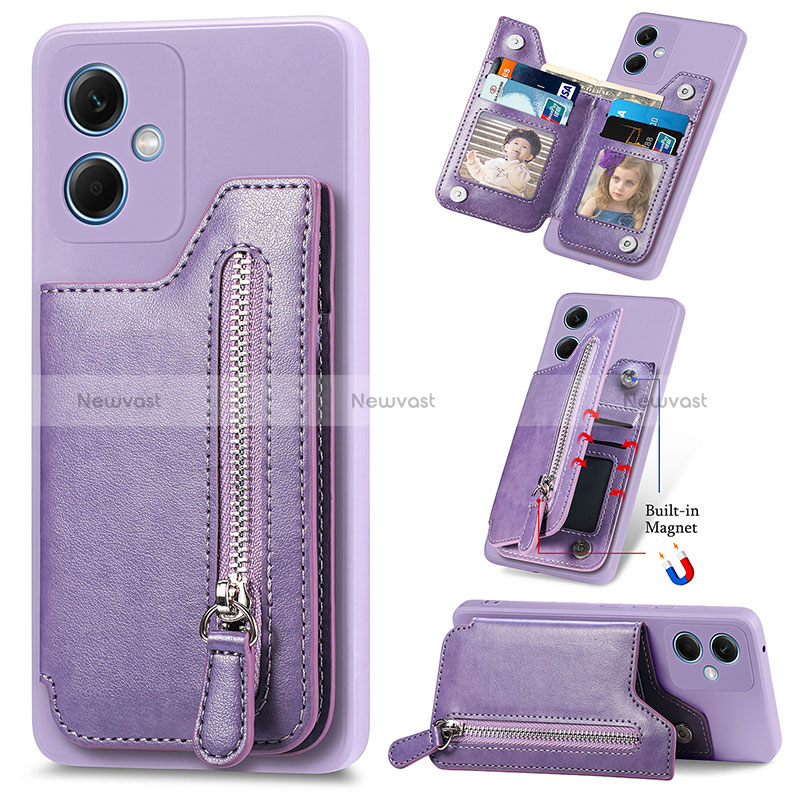 Ultra-thin Silicone Gel Soft Case Cover with Magnetic SD1 for Xiaomi Redmi Note 12 5G Purple
