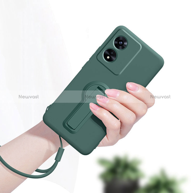 Ultra-thin Silicone Gel Soft Case Cover with Stand for Oppo A58x 5G