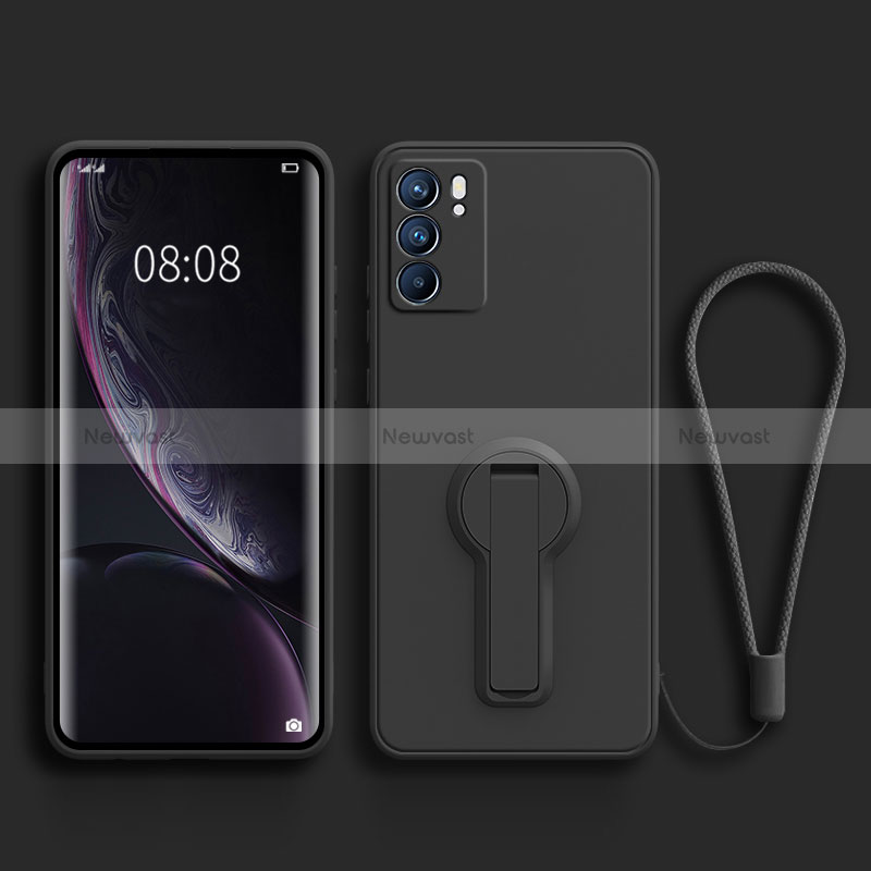 Ultra-thin Silicone Gel Soft Case Cover with Stand for Oppo Reno6 5G