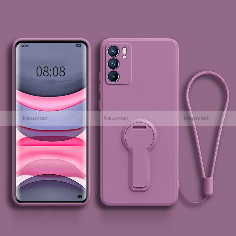 Ultra-thin Silicone Gel Soft Case Cover with Stand for Oppo Reno6 5G