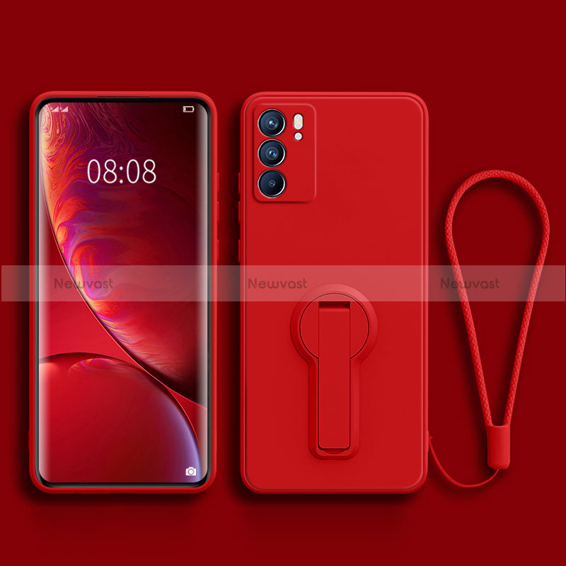 Ultra-thin Silicone Gel Soft Case Cover with Stand for Oppo Reno6 Pro 5G India