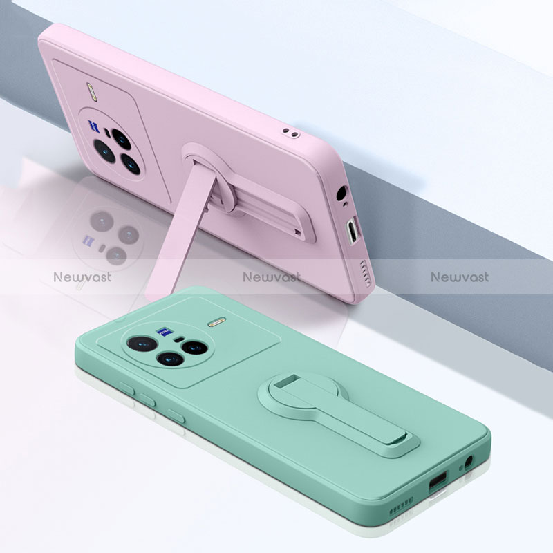 Ultra-thin Silicone Gel Soft Case Cover with Stand for Vivo X80 5G