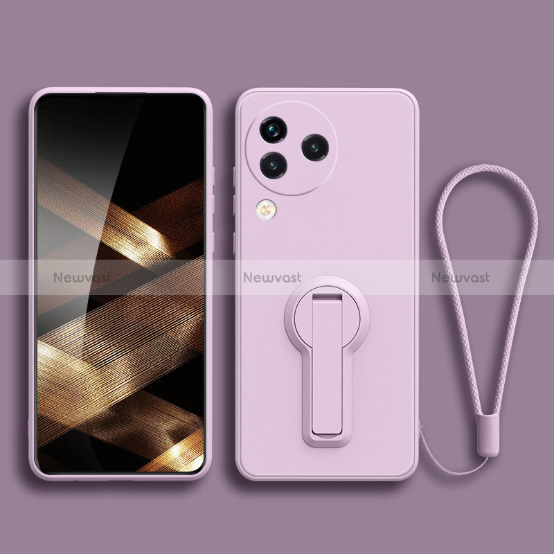 Ultra-thin Silicone Gel Soft Case Cover with Stand for Xiaomi Civi 3 5G Clove Purple