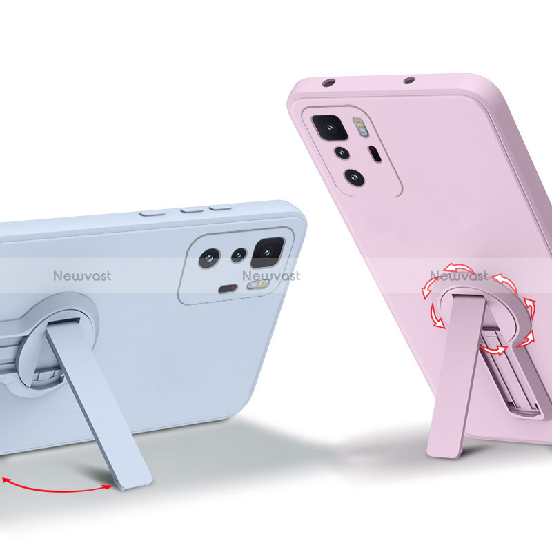 Ultra-thin Silicone Gel Soft Case Cover with Stand for Xiaomi Poco X3 GT 5G