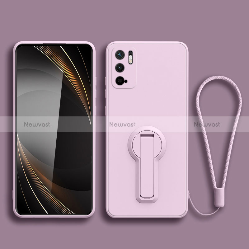 Ultra-thin Silicone Gel Soft Case Cover with Stand for Xiaomi Redmi Note 11 SE 5G Clove Purple