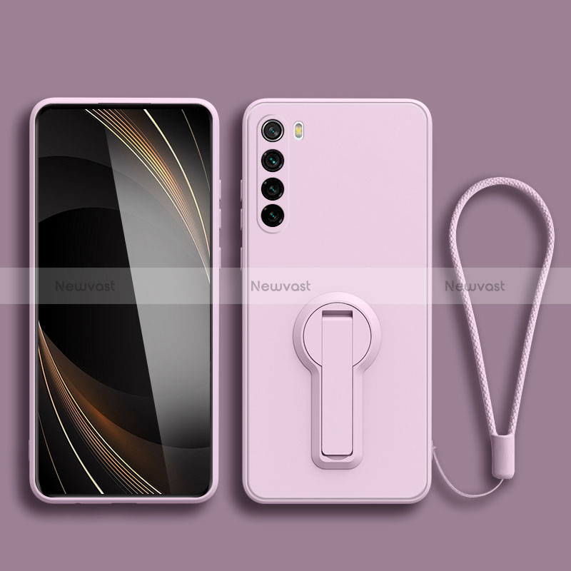 Ultra-thin Silicone Gel Soft Case Cover with Stand for Xiaomi Redmi Note 8 (2021) Clove Purple