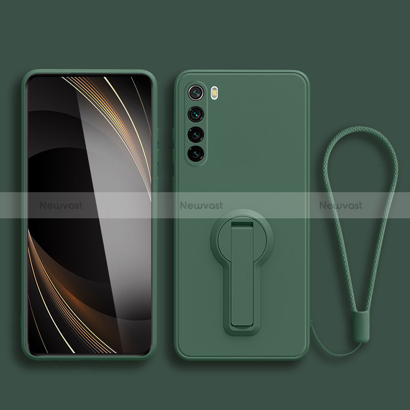 Ultra-thin Silicone Gel Soft Case Cover with Stand for Xiaomi Redmi Note 8 (2021) Midnight Green