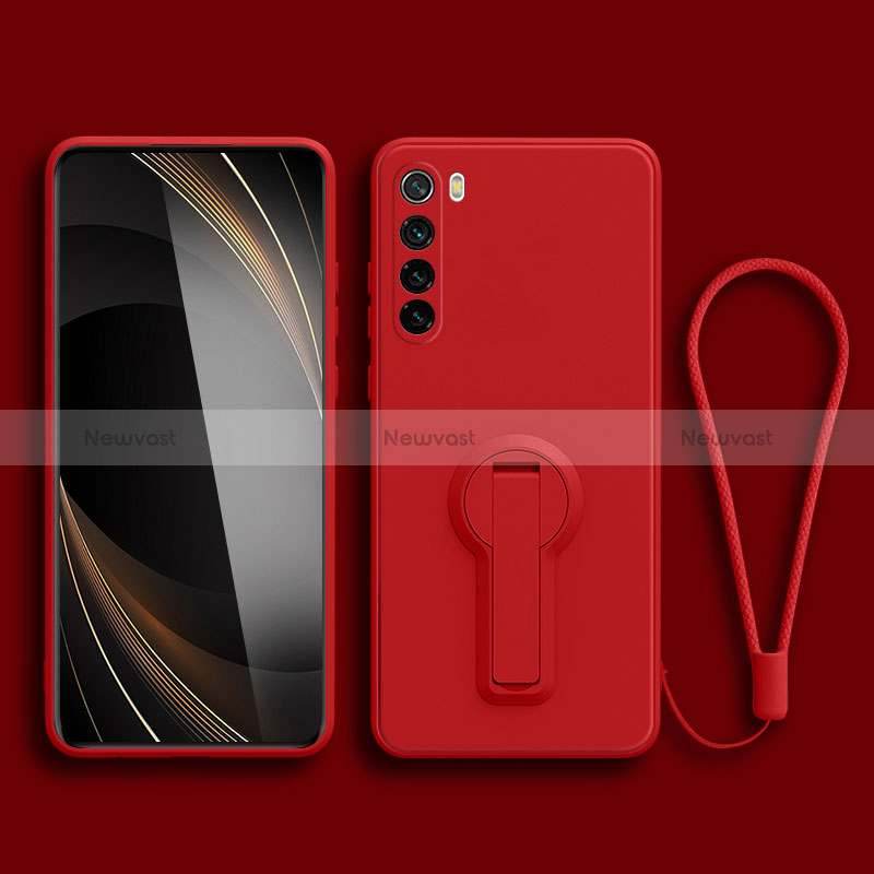 Ultra-thin Silicone Gel Soft Case Cover with Stand for Xiaomi Redmi Note 8 (2021) Red