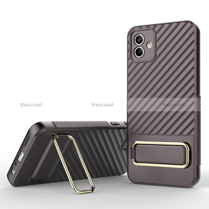 Ultra-thin Silicone Gel Soft Case Cover with Stand KC1 for Samsung Galaxy A04E Brown